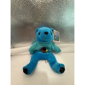 Floppy Friends Bryce Blue‎ Plush Bear With Sweater And Tag Cute